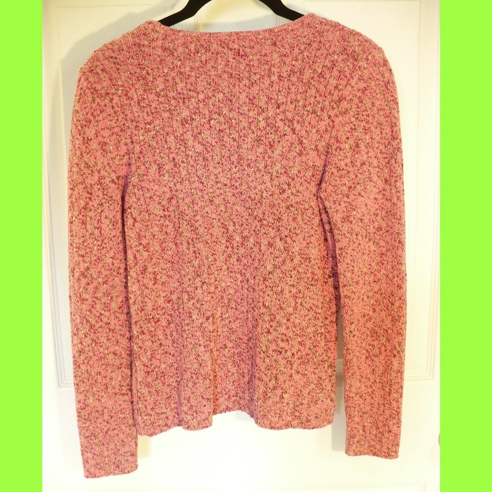 Liz Claiborne Petite Sweater Small Pink w/ Green - Picture 4 of 4